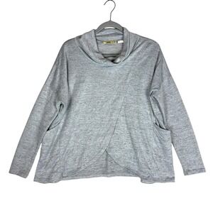 Camille & Co. Sweater Womens Large Gray Cowl Neck Tunic Long Sleeve Pockets Knit